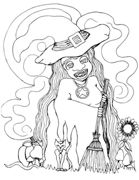 Witch Broom Coloring Page