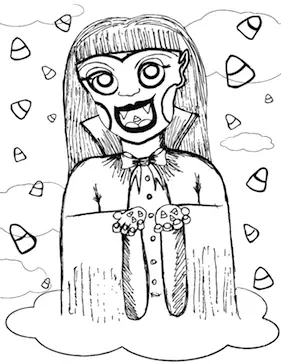 Witch Candy Corn Coloring Page
