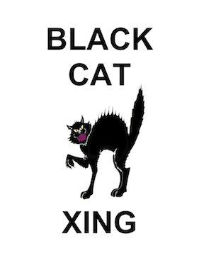 Black Cat Xing Sign