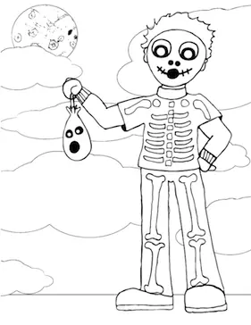 Boy Skeleton Coloring Page