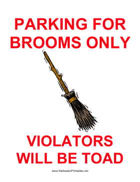 Broom Parking Sign