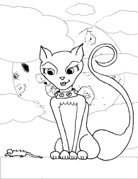 Cat Mouse Coloring Page