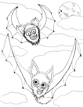 Flying Bats Coloring Page