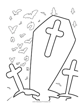 Halloween Graveyard Coloring Page