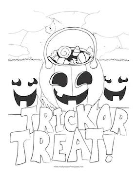 Halloween Trick or Treat Coloring Page