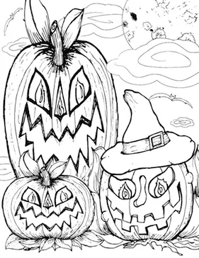 Three Jack O Lanterns Coloring Page