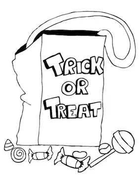 Trick or Treat Bag Coloring Page