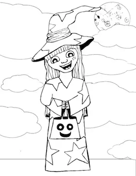 Witch Costume Coloring Page