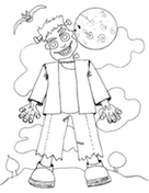 Frankenstein Moon Coloring Page