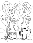 Ghosts Graveyard Coloring Page