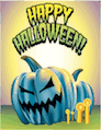 Blue Jack O Lantern Small Card