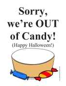 Out Of Candy Sign
