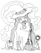 Witch Broom Coloring Page