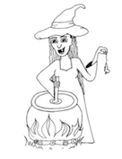 Witch Cauldron Coloring Page